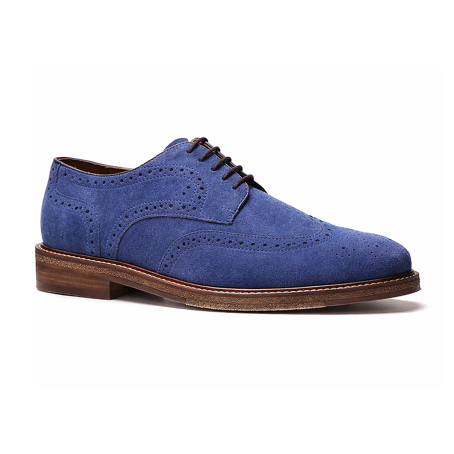 Cambridge Wingtip Lace-up // Jean Blue Suede