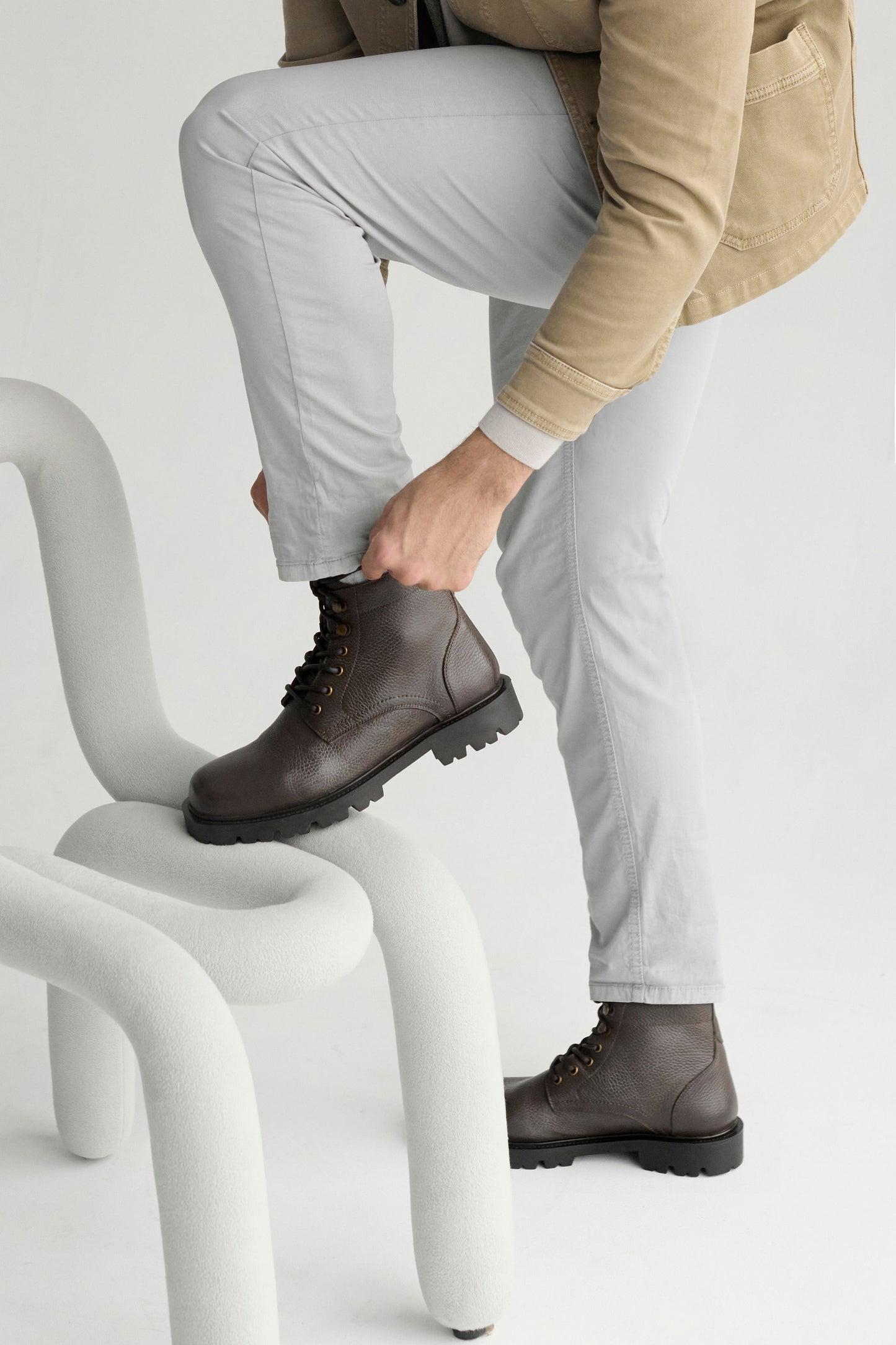 men's lace up dress boots A. Veer Men's Robert Leather Lace Up Boots - Brown